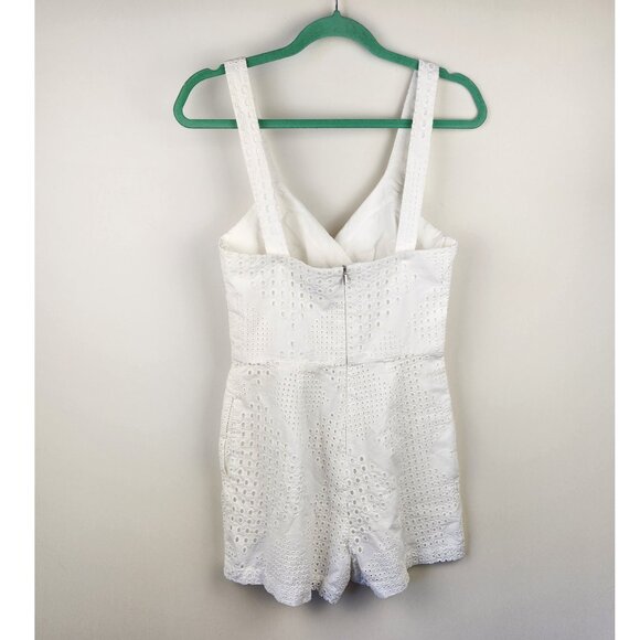 Trina Turk White Tahlia Eyelet Romper Adjustable Straps sz 2 - Picture 2 of 9